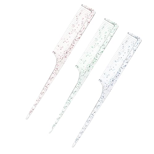 LOORGVEL 3Stücke Rattenschwanzkämme Transparent Flexibles Friseurwerkzeug Haarscheitelkamm für Färben und Stylen Langlebig für Männer für Zuhause von LOORGVEL