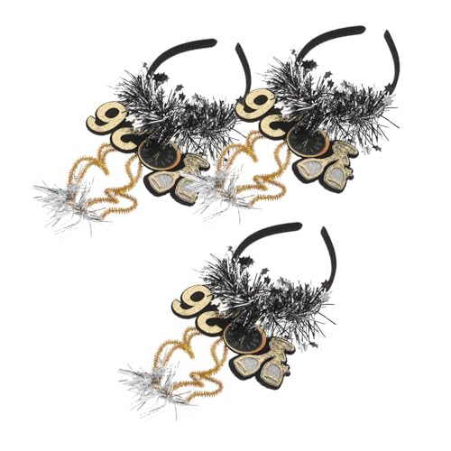 LOORGVEL 3stücke Frohes Neues Jahr Stirnband Glitzerndes Silvesterpartyzubehör Mit Sternen Und Pailletten Neujahrs-haarband Für Festivals Und Feiertage von LOORGVEL