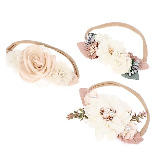LOORGVEL 3stücke Mädchen Stirnband Beige Haarband Rosa Mit Perlen Kopfschmuck Stirnband Kopfbedeckung Junge Mädchen Für Feiern von LOORGVEL