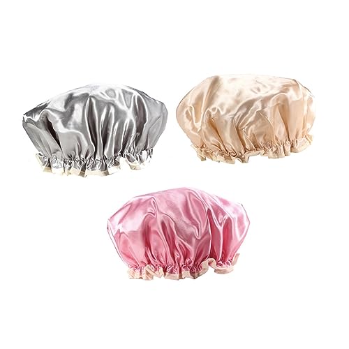 LOORGVEL 3stücke Teiliges Wasserdichte Duschhauben Für Damen Wiederverwendbare Satin-badehauben Für Langes Und Kurzes Haar Elastischer Bund Für Optimalen Sitz Beim Baden Und Kochen von LOORGVEL