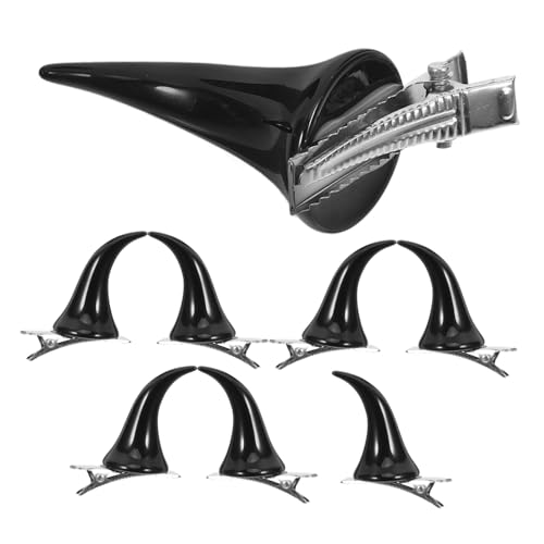 LOORGVEL 4 Paare Gothic Teufelshörner Haarspangen aus Resin Halloween Haarclips Leichte Strapazierfähige Kopfschmuck für Karneval Cosplay Maskerade Mädchen und Frauen von LOORGVEL