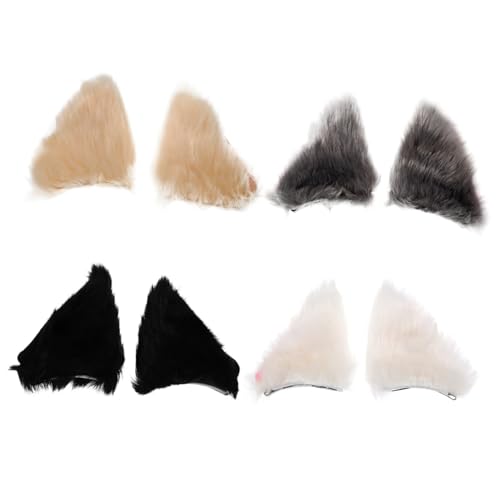 LOORGVEL 4 Paare Plüsch Katzenohren Haarklammern Leichtes Bequemes Cosplay Haarstyling Accessoire für Frauen Vielseitig Einsetzbar bei Kostümpartys Fotoshootings und Alltagslooks von LOORGVEL