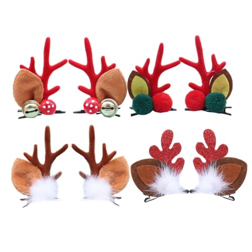 LOORGVEL 4 Paare Weihnachtliche Haarspangen Rentier Geweih Glitzer Haarschmuck für Mädchen Festliche Kopfbedeckung Komfortabel Langlebig Geschenkidee von LOORGVEL