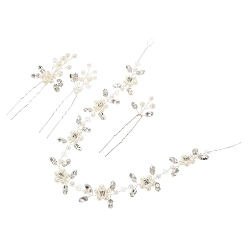 LOORGVEL 4 Stück Brautschmuck Haarnadeln Teilig Silber mit Perlen und Kristallen Eleganter Hochzeits Haarschmuck für Braut und Brautjungfern Sicherer Sitz Komfortabel Festlich Geeignet für von LOORGVEL