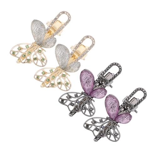 LOORGVEL 4stücke Schmetterlings-haarspangen Mit Strasssteinen Für Damen Französische Haarspangen Haarschmuck Für Besondere Anlässe Und Täglichen Gebrauch Metallspangen Mit Glitzernden von LOORGVEL