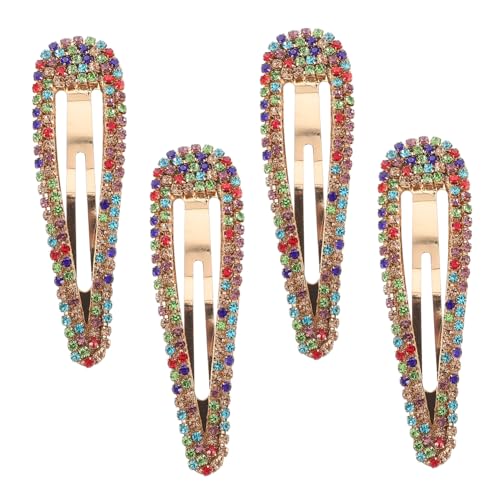 LOORGVEL 4 Stück Große Metall Haarspangen mit Funkelnden Strasssteinen Wasser Tropfen Design Zuverlässige Duckbill Haarklammern für Damen und Mädchen Vielseitige Haar Accessoires für von LOORGVEL