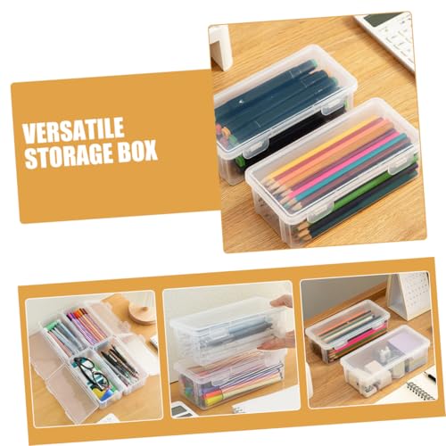 LOORGVEL 4 Stück Große Transparente Stiftebox Clipverschluss Stapelbare Kunststoff Aufbewahrungsbox für Büro und Schule Großer Kapazität Organizer für Schreibwaren und Bastelsachen von LOORGVEL