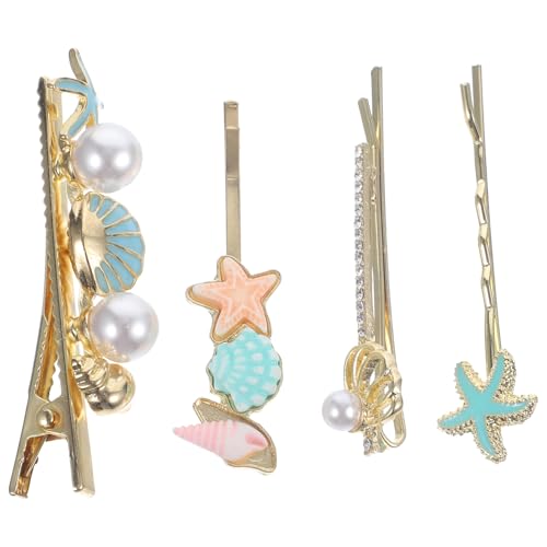 LOORGVEL 4 Stück Haarklammern Metall Bobby Pins Haarschmuck Damen mit Muschel design Langlebig Fest Haltend Geeignet für Dickes und Dünnes Haar für Hochzeiten Partys und Alltagsfrisuren von LOORGVEL