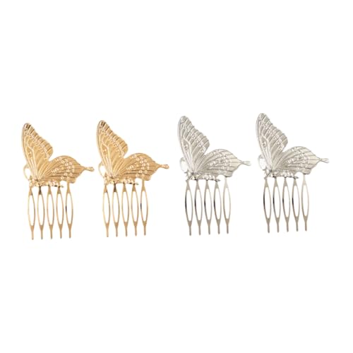 LOORGVEL 4 Stück Modische Metall Haarspangen mit filigranem Muster Haarkämme Damen Haarschmuck Haarclip Zubehör für Alltag und Besondere Anlässe in Gold und Silber von LOORGVEL