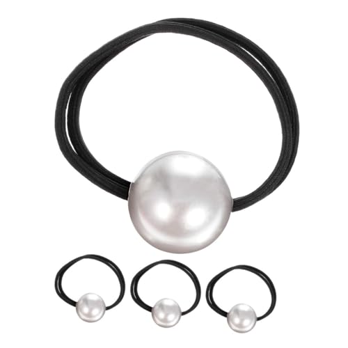 LOORGVEL 4 Stück Perlen Haargummis Elastisch Schonend Haarband mit Großer Perle Modisch für Frauen Mädchen Fester Vielseitig für Alltag Party Hochzeit von LOORGVEL