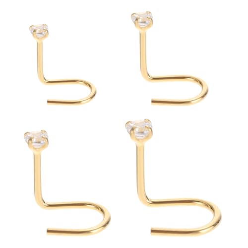 LOORGVEL 4 Stück Sterling Silber Nasenringe mit Zirkonia Teiliges Nasenpiercing Schmuck für Frauen Eleganter Nasenstecker für Party Festival Alltag Modisches Nasenpiercing Zubehör von LOORGVEL
