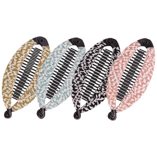LOORGVEL 4 Stück Teiliges Bananen haarspangen für Dickes und Lockiges Haar Modische Haarklammern mit Geometrischem Muster Rutschfestes Design Vielseitige Haaraccessoires für Frauen von LOORGVEL