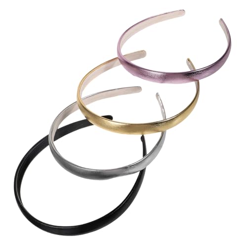 LOORGVEL 4 Stück Teiliges Damen Haarbänder aus Glänzendem Kunstleder Modisch Retro Leicht und Formstabil in Silber Champagner und Schwarz Vielseitiger Haarschmuck für Alltag und Party LOORGVEL 4 Stück Teiliges Damen Haarbänder aus Glänzendem Kunstleder Modisch Retro Leicht und Formstabil in Silber Champagner und Schwarz Vielseitiger Haarschmuck für Alltag und Party von LOORGVEL