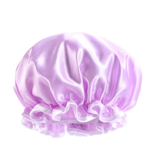 LOORGVEL 4 Stück Teiliges Doppellagiger Satin Duschhauben Atmungsaktiv Elastisch für Damen Herren Bad Spa Haarschutz in Pastellfarben von LOORGVEL