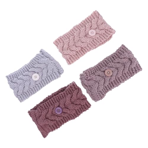 LOORGVEL 4 Stück Teiliges Gestricktes Haarband mit Knopf Elastisches Weiches Stirnband für Damen Atmungsaktiv Vielseitig für Sport Outdoor und Maskenhalterung Bequemer Ohrwärmer in von LOORGVEL