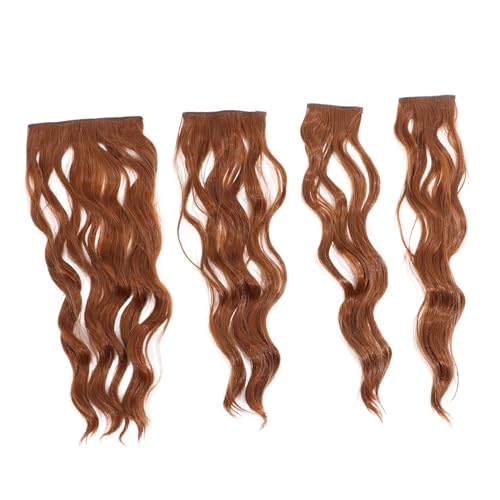 LOORGVEL 4 Stück Teiliges Gewellte Clip in Haarverlängerungen aus Hitzebeständigem High Temperature Fiber für Frauen Unsichtbare Leichte Haarteile zum Einfachen Einklipsen und Vielseitigem von LOORGVEL