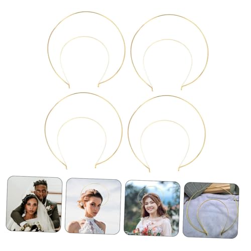 LOORGVEL 4 Stück Teiliges Goldenes Haarband mit Doppeltem Kronen Design Eleganter Haarschmuck für Hochzeiten Partys DIY Bastelbedarf Leichtes Stirnband für Damen und Mädchen von LOORGVEL