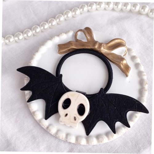 LOORGVEL 4 Stück Teiliges Haargummi mit Gothic Schädel und Fledermaus Motiven Elastische Haarringe für Mädchen Stylische Scrunchies Bequem und Bruchfest Passend zu Jedem Outfit von LOORGVEL