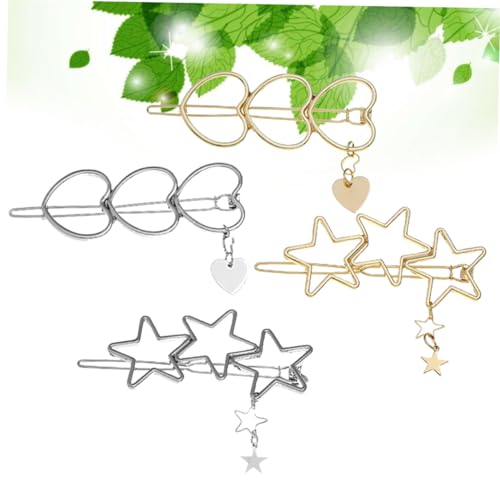 LOORGVEL 4 Stück Teiliges Haarklammer aus Herz und Sternform Haarspangen mit Gutem Haarclips für Mädchen Geeignet für Alltag Hochzeit Party und Festlichkeiten von LOORGVEL
