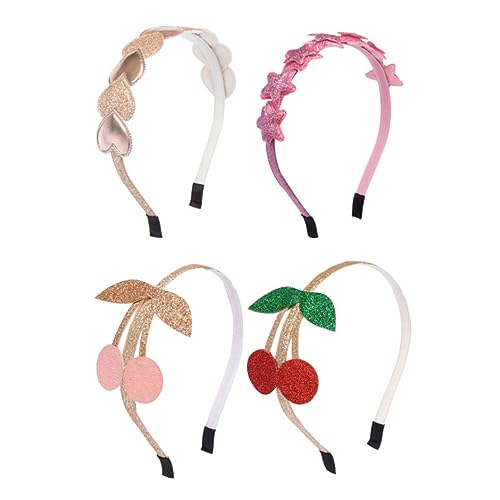 LOORGVEL 4 Stück Teiliges Haarreif mit Kirsch und Stern Design Glitzernd Rutschfest Leichte Party Stirnbänder für Mädchen für Aufführungen Cosplay und Fotoshootings Zufällige Farbe von LOORGVEL
