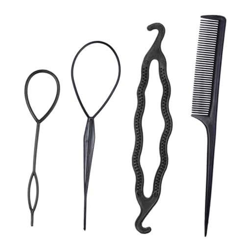 LOORGVEL 4 Stück Teiliges Haarstyling Set Haar Bun Maker Braid Ponytail Maker Haarfrisuren Werkzeug Tragbar Leicht für Damen und Friseure zur Schnellen Frisurgestaltung von LOORGVEL
