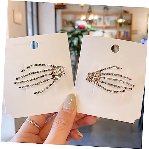 LOORGVEL 4 Stück Teiliges Halloween Haarschmuck mit Skelett Haarnadeln Strassbesatz Stabile Entenschnabel Clips in Rot und Schwarz Haarschmuck Accessoires für Damen Party Frisuren von LOORGVEL