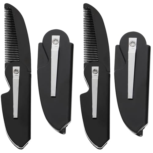 LOORGVEL 4 Stück Teiliges Klappbarer Bartkämme aus Robustem Kompakt und Tragbar Antistatisches Design für Vielseitiges Bartstyling und Präzise Formgebung für Männer im Alltag und Reisen von LOORGVEL