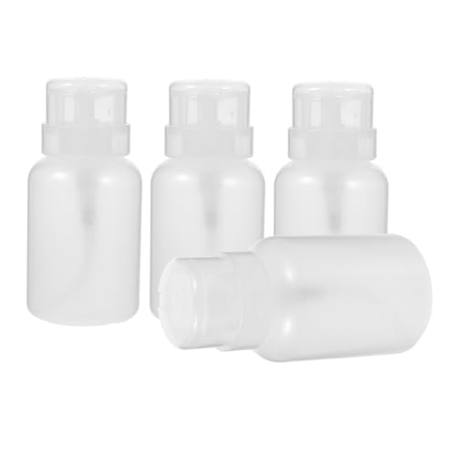 LOORGVEL 4 Stück Teiliges Nachfüllbare Pumpflaschen Transparente Flüssigkeitspender mit Druckpumpe Leere Nail Polish Remover Flaschen für Bad Hotel Reise Shampoo Lotion Reinigungsmittel von LOORGVEL