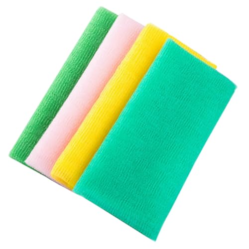 LOORGVEL 4 Stück Teiliges Peeling Badetuch aus Langlebigem Material Effektives Körper Peeling Sanfte Reinigung für Rücken Nacken und Schultern Leichtes Schnell Trocknendes Duschtuch mit von LOORGVEL