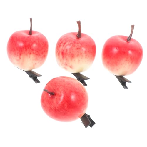 LOORGVEL 4 Stück Teiliges Realistische Apfel Haarspangen Niedliche Haarklammern für Mädchen und Frauen Hautfreundlich Vielseitig Verwendbar als Haarschmuck für Alltag und Party von LOORGVEL