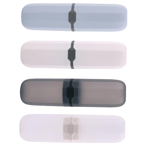 LOORGVEL 4 Stück Teiliges Reise Zahnbürsten und Zahnpasta Etui Kompakt Leicht Multifunktional als Becher Nutzbar in und Halbtransparent für Camping Geschäftsreisen und Familie von LOORGVEL