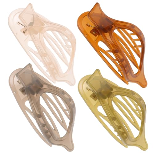 LOORGVEL 4 Stück Transparente French Haarspangen aus Acryl für Damen Rutschfeste Geschwungene Haarklammern in Pastellfarben Robust und Elegant für Dickes und Dünnes Haar von LOORGVEL