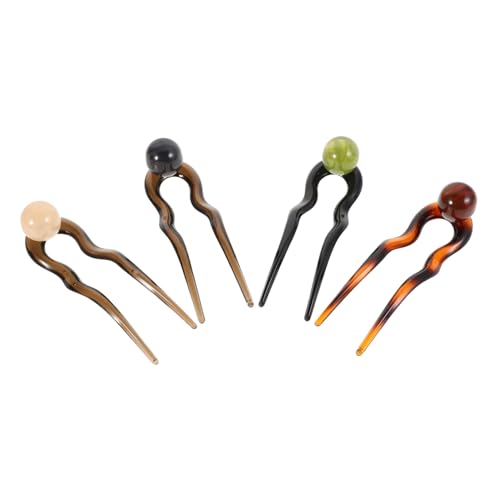 LOORGVEL 4 Stück U förmige Haarnadeln mit Perlenverzierung in Vier Farben Elegante Haarschmuck accessoires für Dutt und Hochsteckfrisuren Modische U nadeln für Damen und Mädchen von LOORGVEL