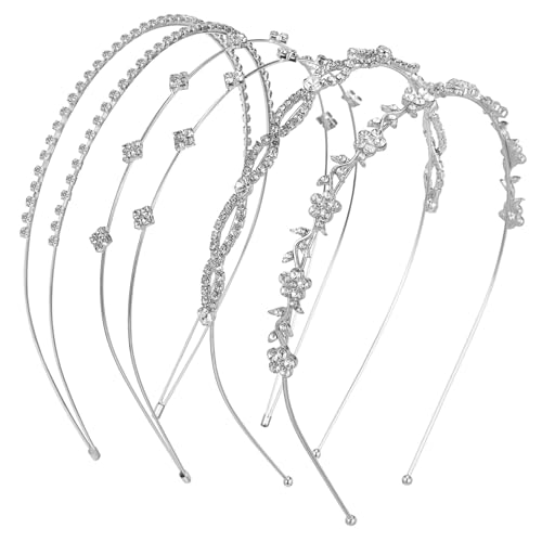 LOORGVEL 4 Stück Wasserfeste Glitzernde Perlen haarreifen mit Strassbesatz Leichter Metall haarschmuck für Damen Eleganter Kopfschmuck für Hochzeit und Alltag von LOORGVEL