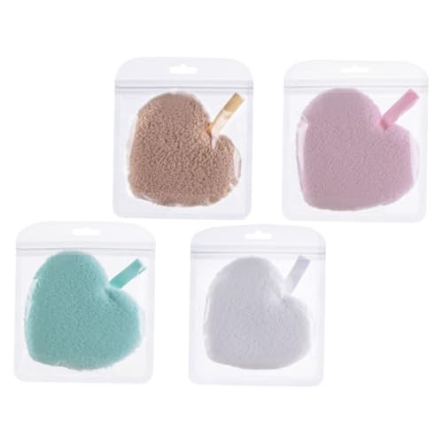 LOORGVEL 4 Stück Wiederverwendbare Herzform Abschminkpads aus Weichem Reinigungsschwamm für Empfindliche Gesichtshaut Sanfte Make up entfernung Vielseitig und Hautfreundlich für Damen und von LOORGVEL