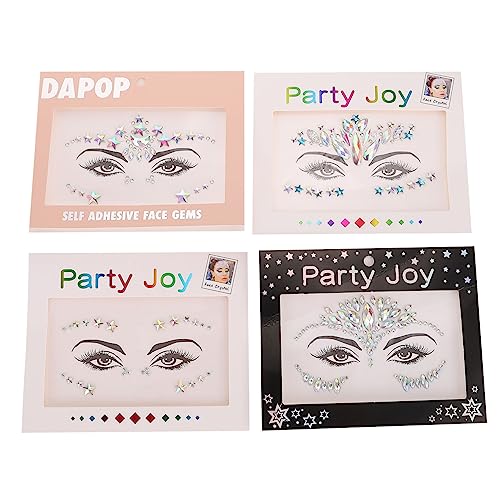LOORGVEL 4Blätter Gesicht Edelsteine Sticker Selbstklebende Strasssteine für Make Up Augenjuwelen Aufkleber zur Individuellen Gestaltung Acrylmaterial Wiederverwendbar Festliche LOORGVEL 4Blätter Gesicht Edelsteine Sticker Selbstklebende Strasssteine für Make Up Augenjuwelen Aufkleber zur Individuellen Gestaltung Acrylmaterial Wiederverwendbar Festliche von LOORGVEL