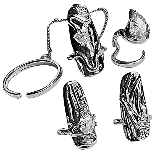 LOORGVEL 4Stücke Verstellbarer Finger Nagelring für Damen Teiliges mit Funkelnden Kristallen für Nail Art und Besondere Anlässe Perfektes LOORGVEL 4Stücke Verstellbarer Finger Nagelring für Damen Teiliges mit Funkelnden Kristallen für Nail Art und Besondere Anlässe Perfektes von LOORGVEL