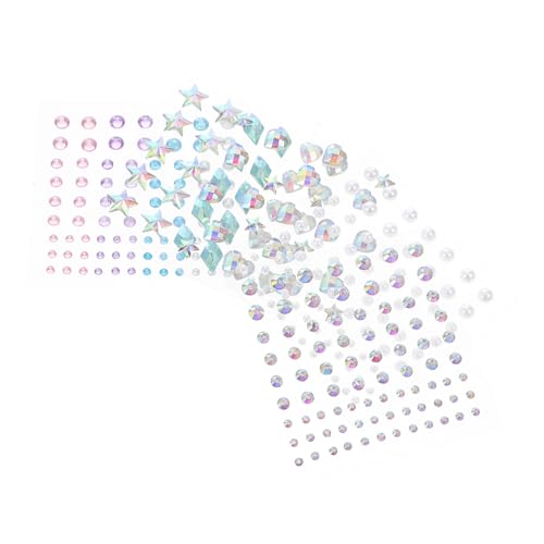 LOORGVEL 5 Blätter Gesichtsjuwelen Teilig mit Perlen und Selbstklebenden Strasssteinen Vielseitige Face Gems für Mädchen Haftende Ohrstecker und Make Up Accessoires Einfach Anzubringen und von LOORGVEL