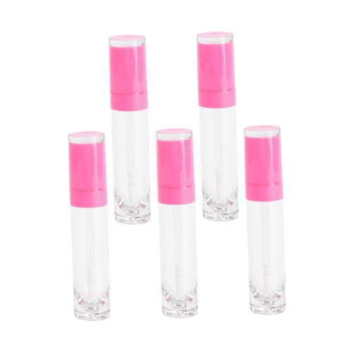 LOORGVEL 5 Stück Nachfüllbare Lippenpflege Röhrchen mit Schraubverschluss Leere Lip Gloss Behälter in Rosa Auslaufsichere Lip Glazes Tube für Lippenöl Lippenfarbe Reise und von LOORGVEL
