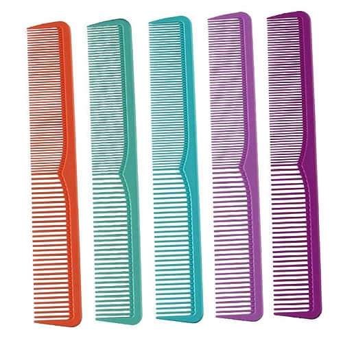 LOORGVEL 5 Stück Teiliges Antistatisches Friseurkamm Hitzebeständige Kunststoffkämme mit Glatten Zähnen Doppelseitiges Haarstyling werkzeug für Damen und Herren Bunte Haarschneidekämme von LOORGVEL