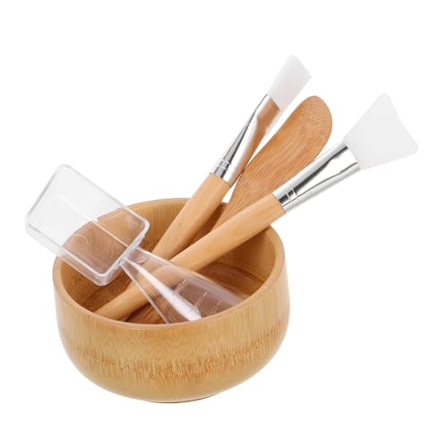 LOORGVEL 5 Stück Teiliges Beauty tool set mit Kleinen Nachhaltigen Bambusschalen Spatel Pinsel und Löffel für DIY Spa anwendungen Kompakt und Reisefreundlich für Hautpflege Zuhause von LOORGVEL