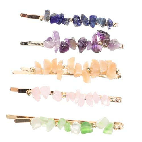 LOORGVEL 5 Stück Teiliges Bunte Haarspangen mit Echten Edelsteinen Glänzende Haarclips Elegante Haarnadeln für Damen und Mädchen Schonend und Robust für Party und Alltag von LOORGVEL