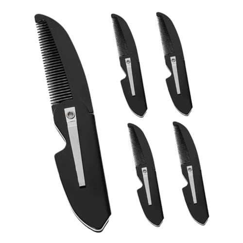 LOORGVEL 5 Stück Teiliges Faltbares Bartkamm Herren Kleine Tragbare Taschenkämme mit Feinen Zähnen Kompakt und Leicht Sanftes Styling für Bart und Schnurrbart für Reisen und Tägliche Pflege von LOORGVEL