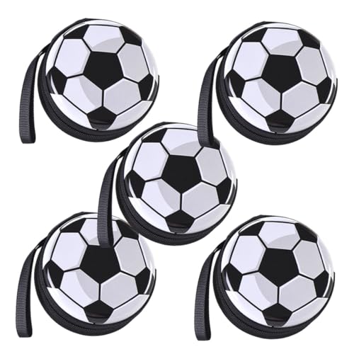 LOORGVEL 5 Stück Teiliges Fußball Münzbeutel aus Kreative Fußballform Cartoon Wechselgeldbörse mit Reißverschluss für Fußballfans Teenager Mädchen Partygeschenk von LOORGVEL