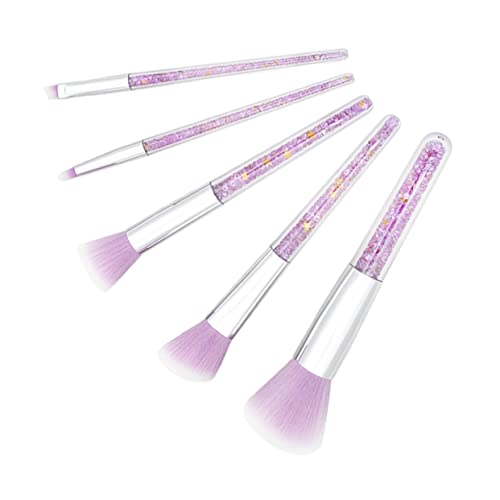 LOORGVEL 5 Stück Teiliges Transparentes Make Up Pinselset mit Borsten und Silbernen Zierhülsen Dichte Kosmetikpinsel für Foundation Puder Augenbrauen Professionell für Damen und Tägliche von LOORGVEL