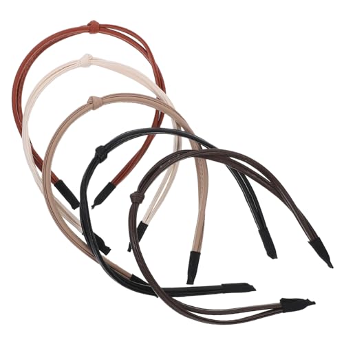 LOORGVEL 5 Stück Teiliges Verknotete Dünne Lederstirnbänder Damen Modische Leichte Kopfbänder Vielseitig Kombinierbar Angenehm zu Tragen für Alltag und Besondere Anlässe von LOORGVEL