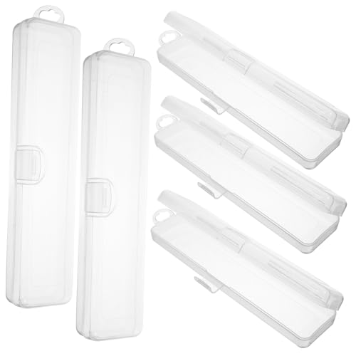 LOORGVEL 5 Stück Transparenter Teiliges Reise Zahnbürsten und Make Up Pinsel Aufbewahrungsbehälter aus Robustem PP Großer Organizer für Pinsel Zahnbürsten Trinkhalme Langlebig und von LOORGVEL