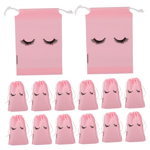 LOORGVEL 50 Stück Kosmetiktaschen mit Zugband Robuste Tragbare Schminkbeutel für Reisen Make up Aufbewahrung Wimpernverpackung Kulturbeutel für Damen und Tägliche Nutzung von LOORGVEL