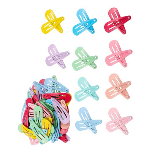 LOORGVEL 50 Stück Teiliges Haarklammer Metall Snap Clips in Candy Farben Bunte Haarspangen für Mädchen Praktische Haarschmuck Accessoires Fester Sitz zum Stylen und Fixieren von LOORGVEL