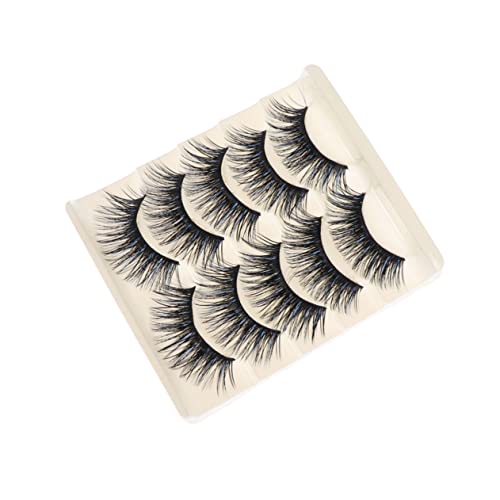 LOORGVEL 5 Paar Dicke Falsche Wimpern Lange Natürliche Wimpern Für Frauen Kunstfaser Schwarz Einfach Anzuwenden Für Make up Und Bühne von LOORGVEL